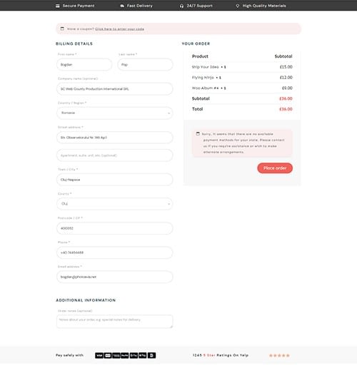 Singular - Checkout-Page