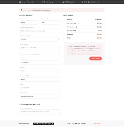 Singular - Checkout-Page